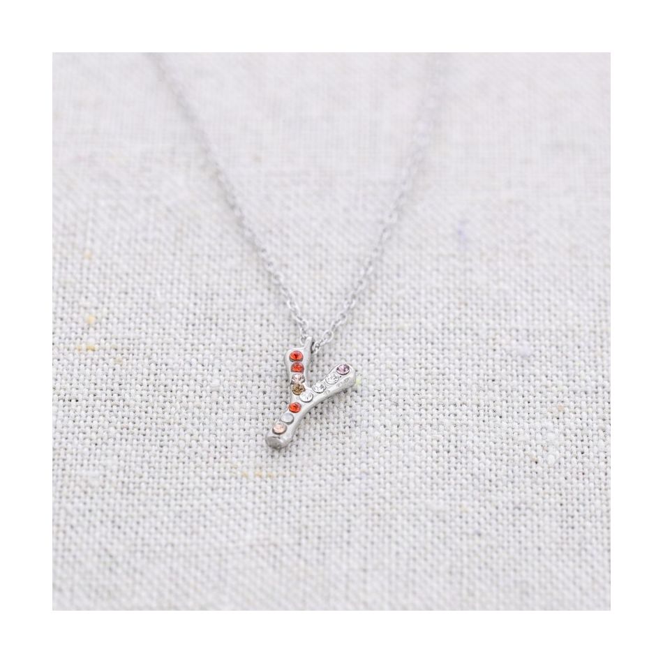 INITIAL SHORT NECKLACE AND STEEL CRYSTALS