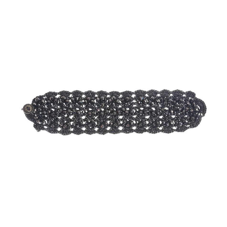 WOVEN BRACELET WITH FACETED CRYSTALS