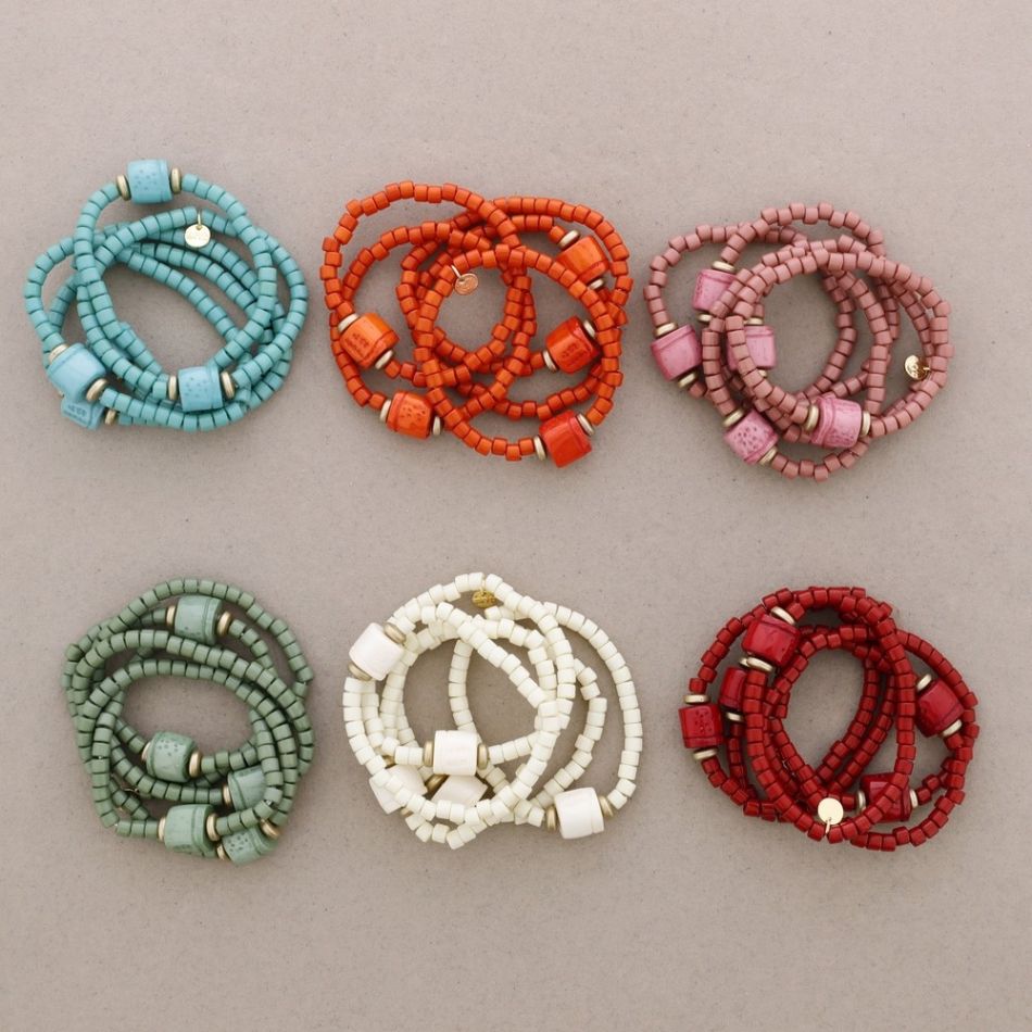 ELASTIC BRACELET 5 STRAPS WITH RESIN BEADS