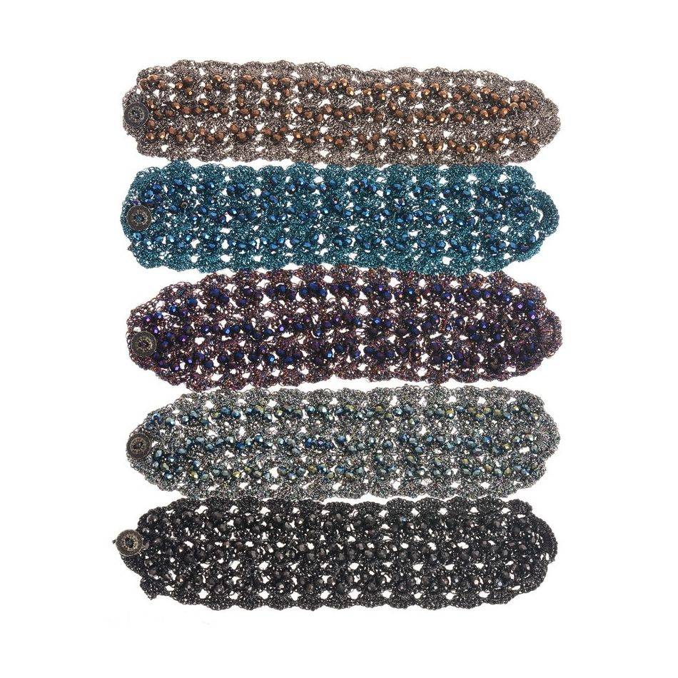 PULSERA TEJIDA CRISTALES FACETADOS