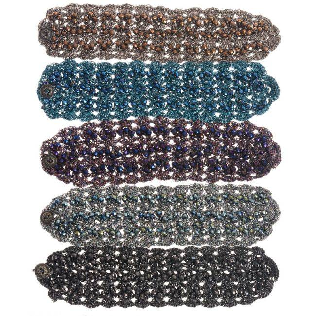 PULSERA TEJIDA CRISTALES FACETADOS