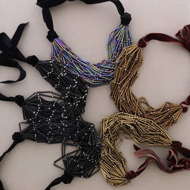 BEADED MULTI-STRAND SHORT NECKLACE