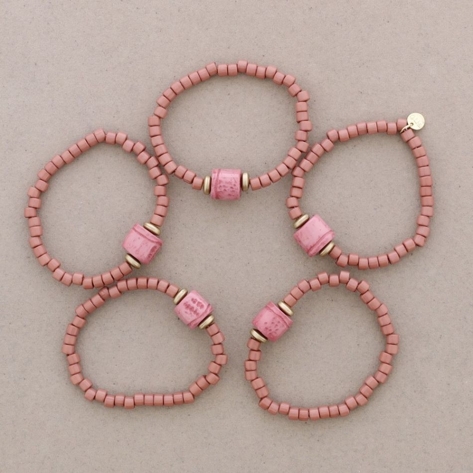 ELASTIC BRACELET 5 STRAPS WITH RESIN BEADS