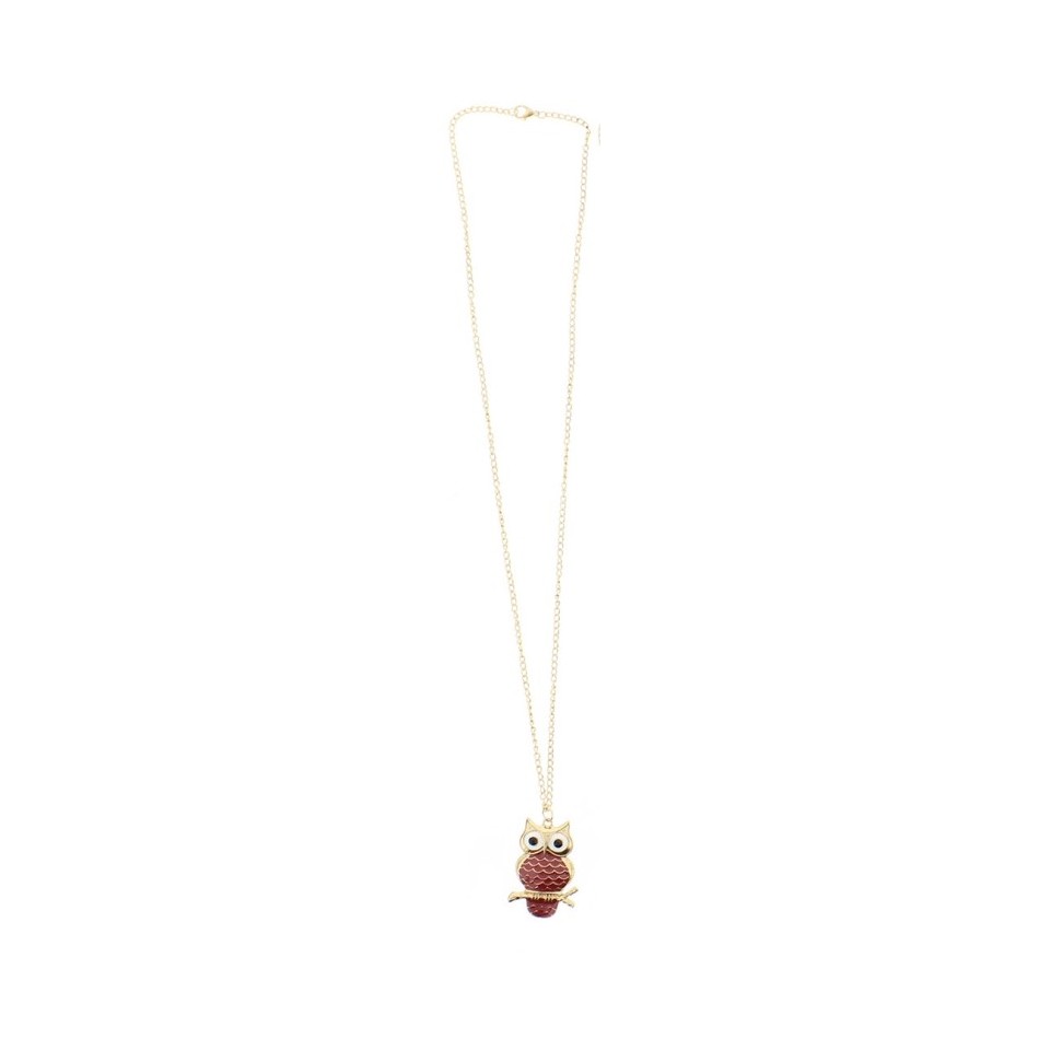 LONG PENDANT NECKLACE ENAMEL OWL