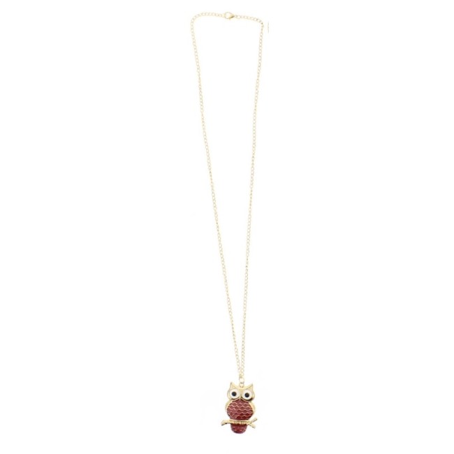 LONG PENDANT NECKLACE ENAMEL OWL