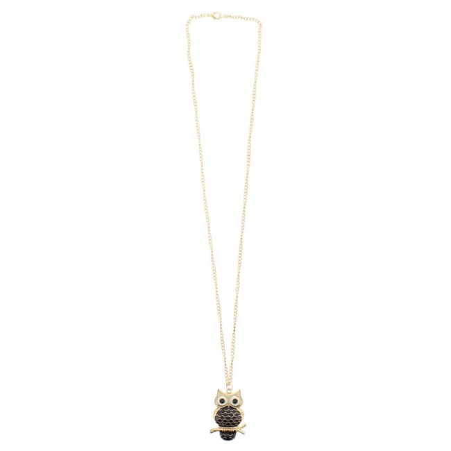 LONG PENDANT NECKLACE ENAMEL OWL