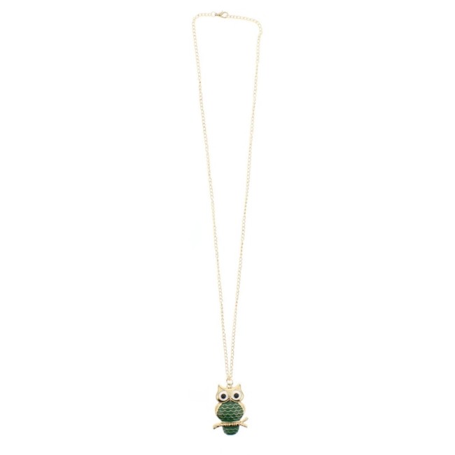 LONG PENDANT NECKLACE ENAMEL OWL