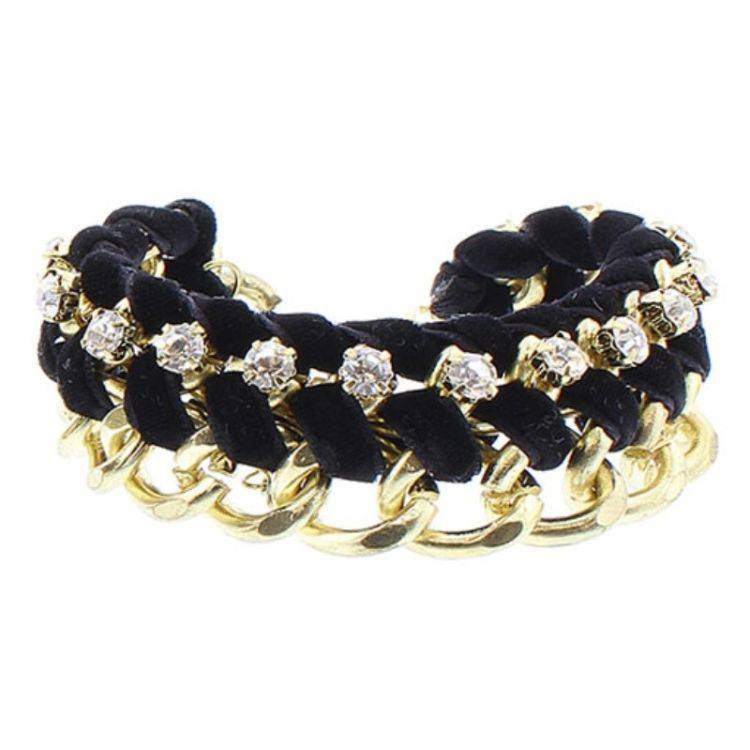 BRAIDED CHAINS VELVET BRACELET