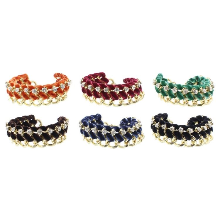 PULSERA TRENZADA CADENAS TERCIOPELO 2