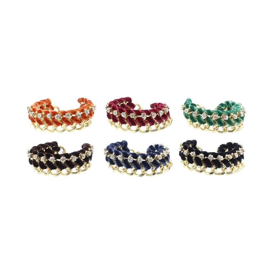 PULSERA TRENZADA CADENAS TERCIOPELO