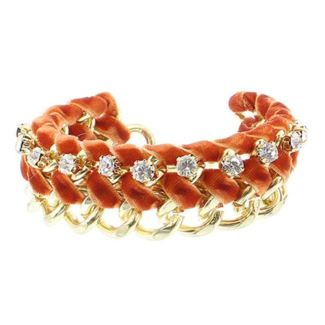 PULSERA TRENZADA CADENAS TERCIOPELO