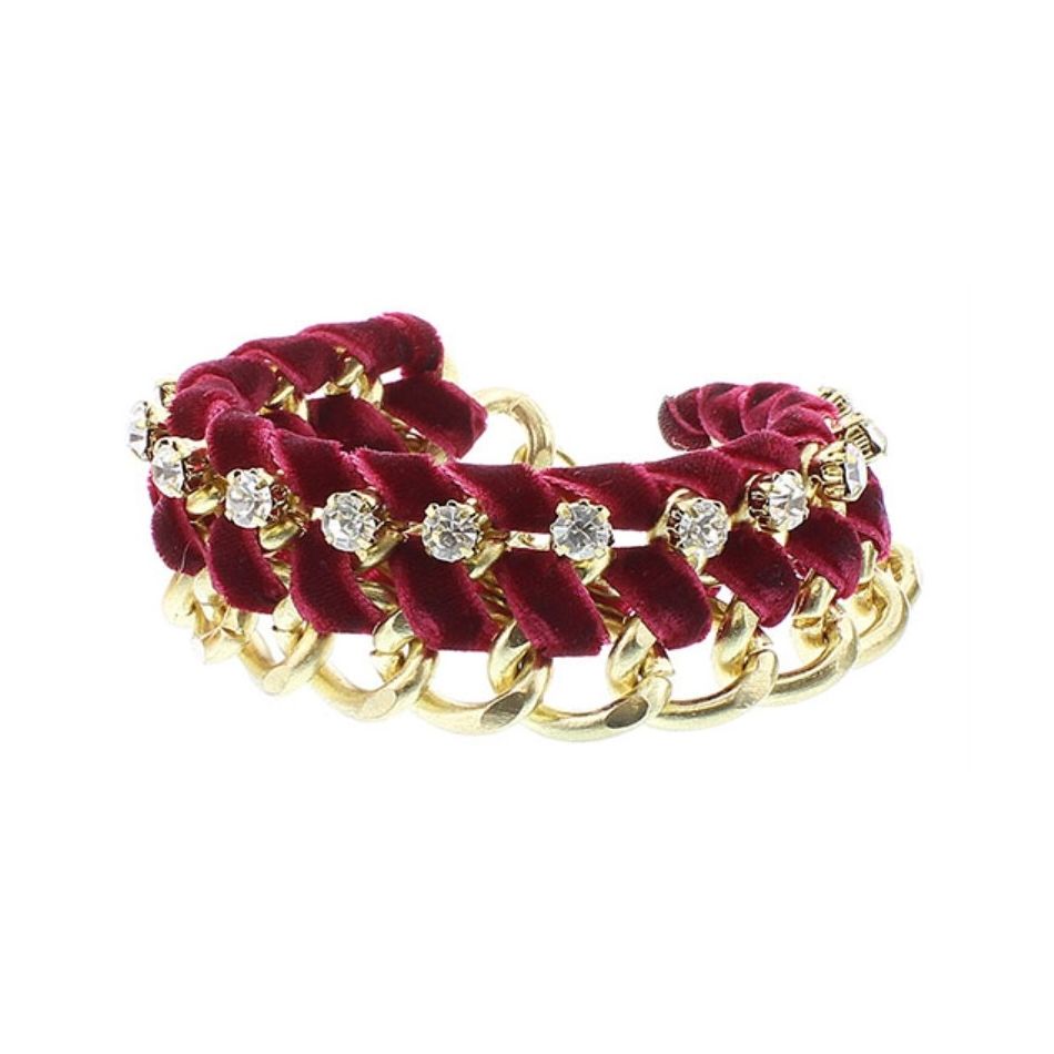 PULSERA TRENZADA CADENAS TERCIOPELO