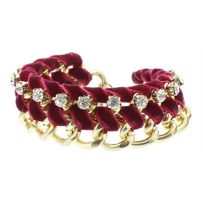PULSERA TRENZADA CADENAS TERCIOPELO