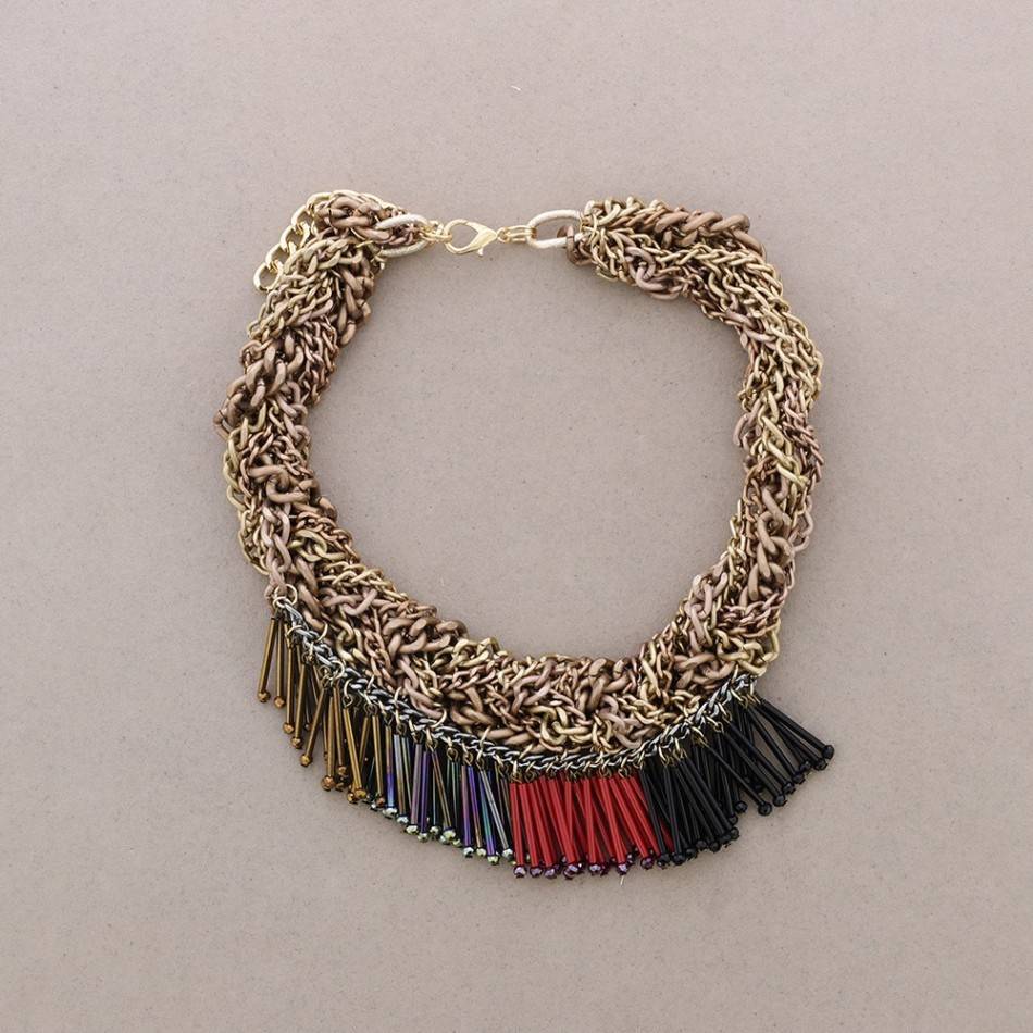 GARGANTILLA CADENAS TRENZADA CUENTAS