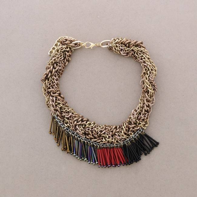 GARGANTILLA CADENAS TRENZADA CUENTAS
