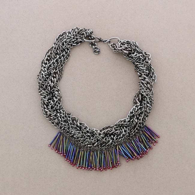 GARGANTILLA CADENAS TRENZADA CUENTAS