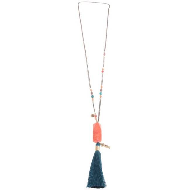 LONG PENDANT NECKLACE FRINGE STONE
