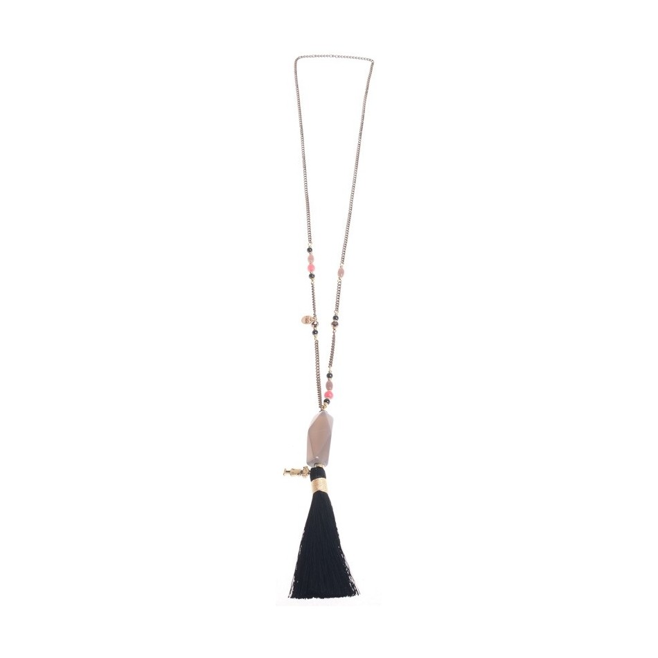 LONG PENDANT NECKLACE FRINGE STONE
