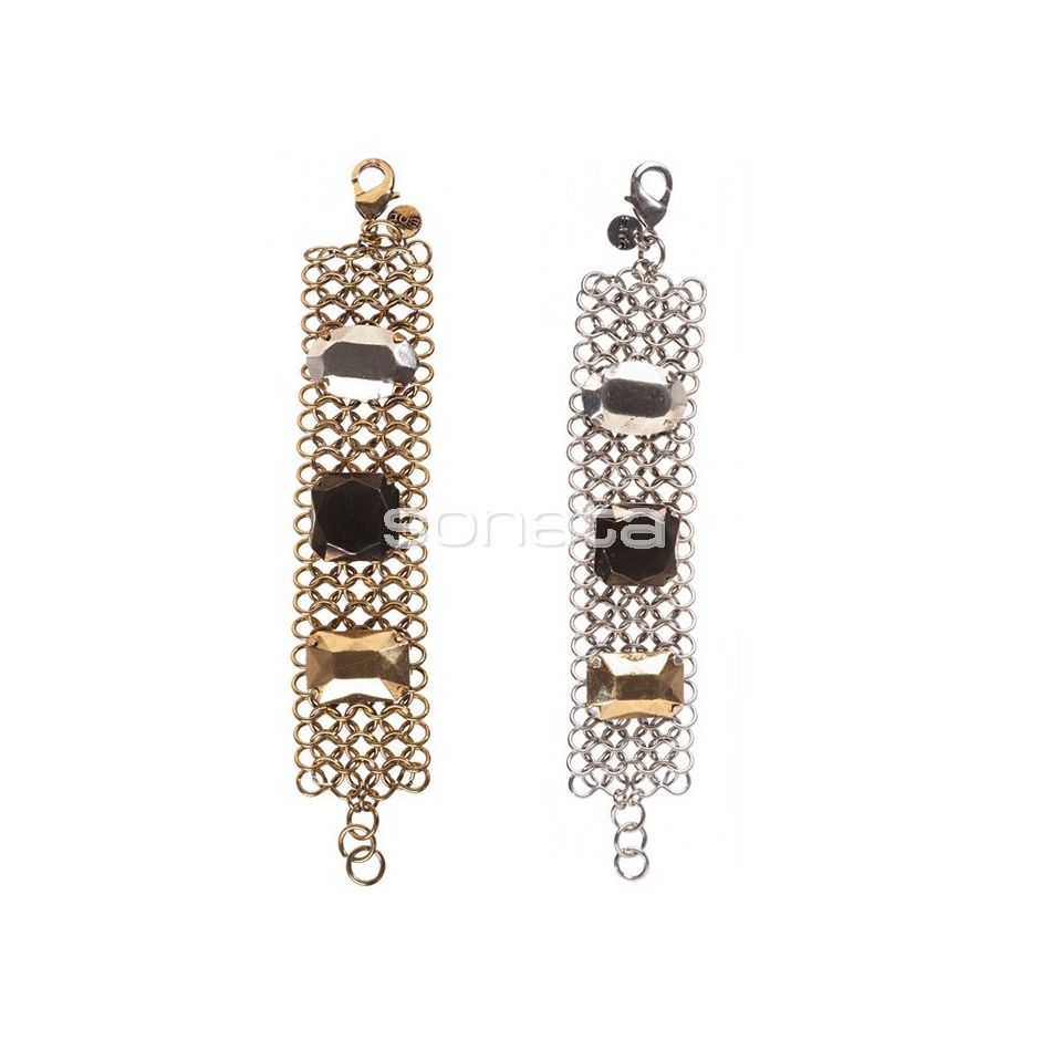PULSERA CADENAS CUENTAS INCRUSTADAS