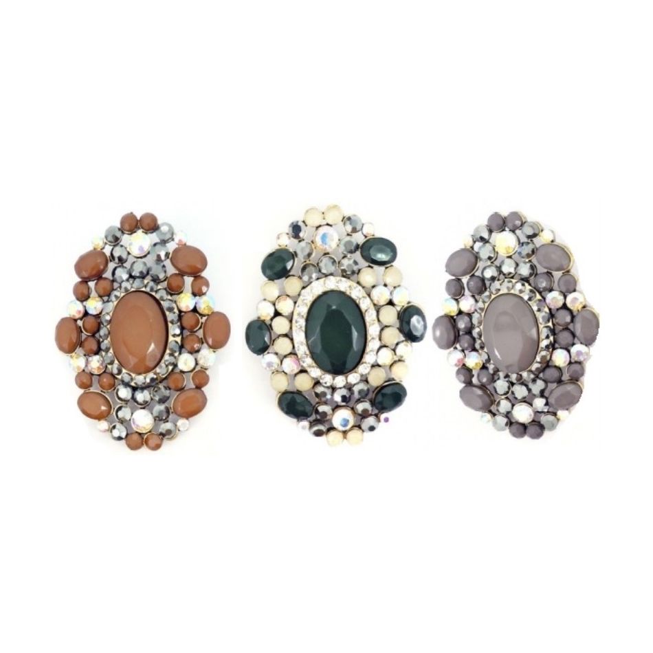CRYSTAL METAL BROOCH