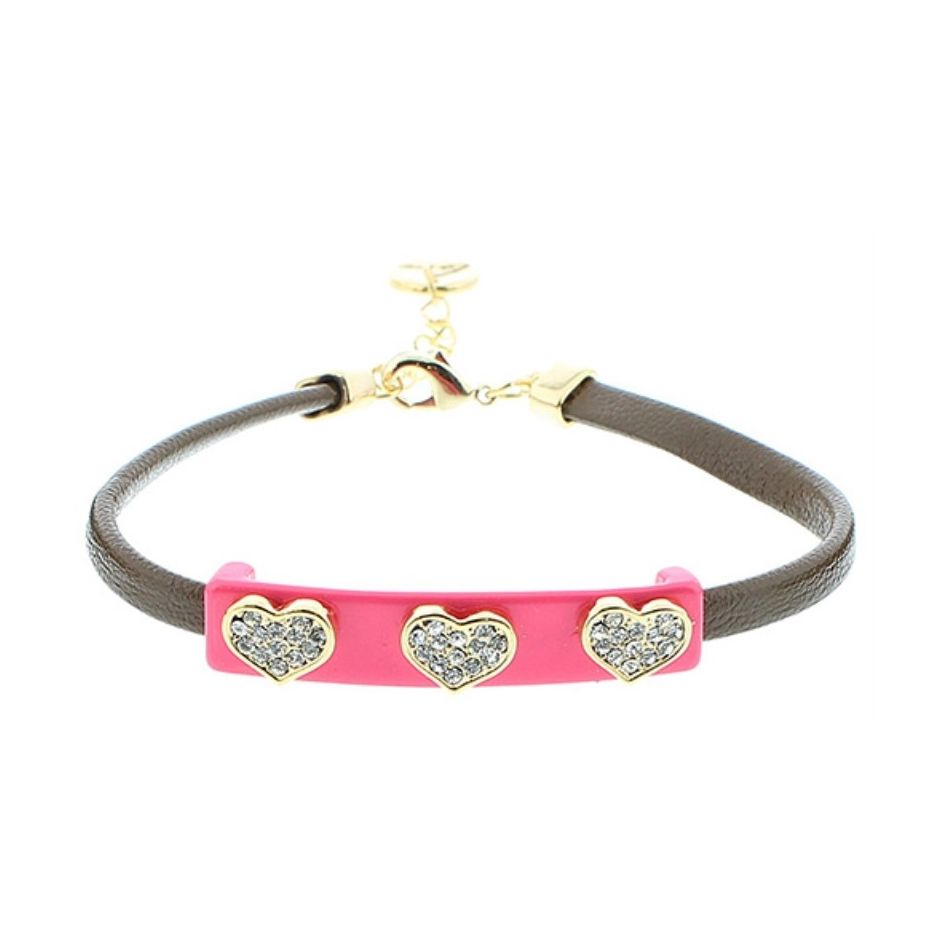 CRYSTAL COLOR METAL LEATHER BRACELET