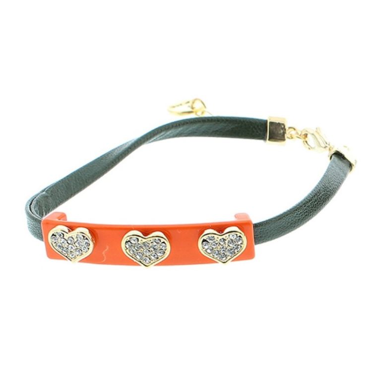 CRYSTAL COLOR METAL LEATHER BRACELET 2