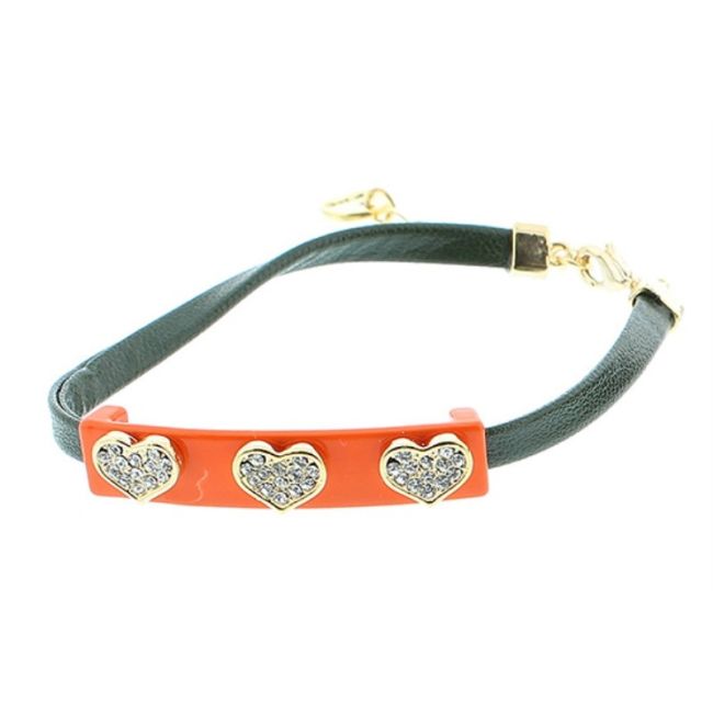 CRYSTAL COLOR METAL LEATHER BRACELET