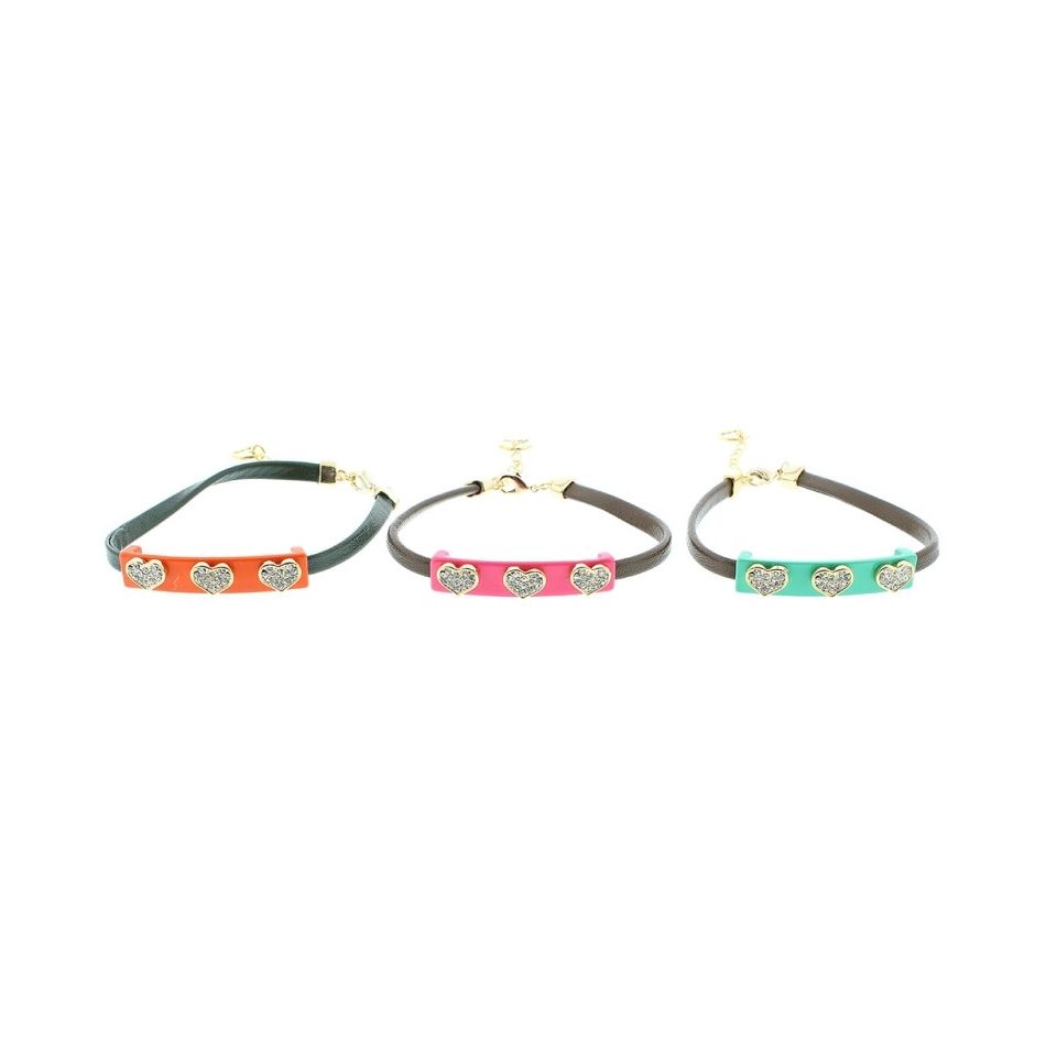 CRYSTAL COLOR METAL LEATHER BRACELET