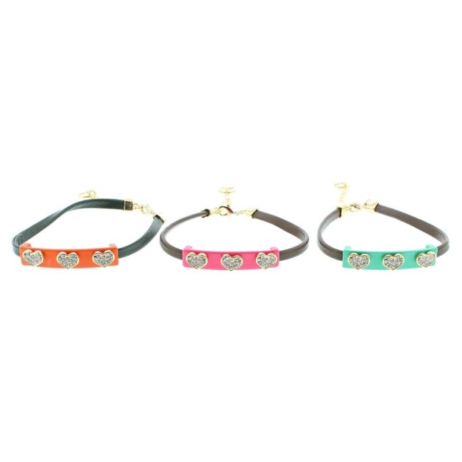 CRYSTAL COLOR METAL LEATHER BRACELET