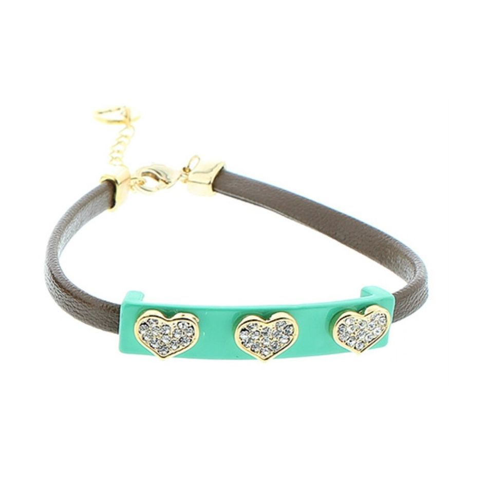 CRYSTAL COLOR METAL LEATHER BRACELET