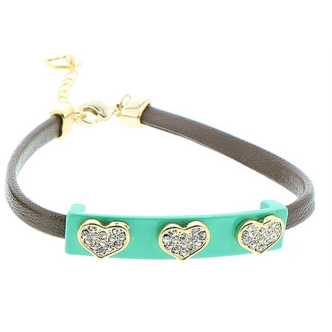 CRYSTAL COLOR METAL LEATHER BRACELET
