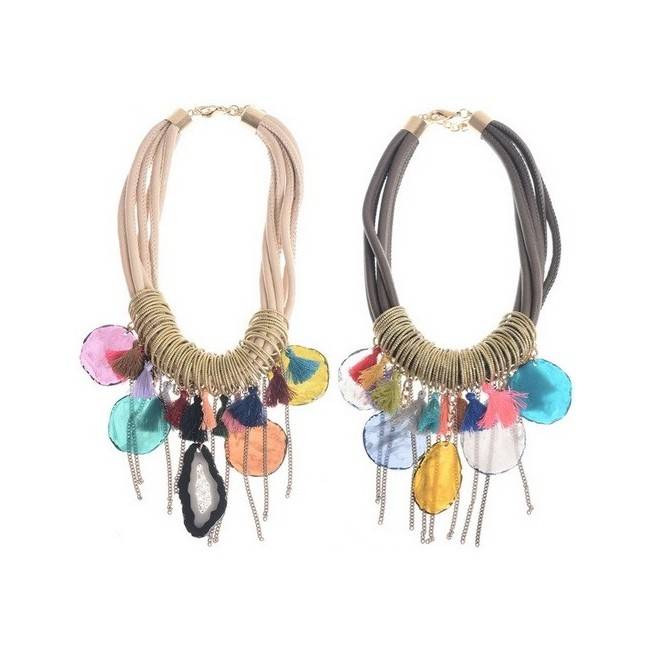 BEADED LACE SHORT NECKLACE