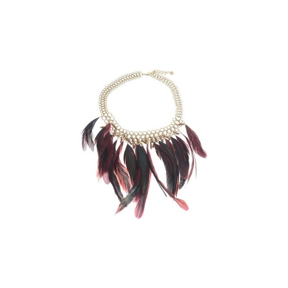 HANGING CHAIN SHORT NECKLACE FEATHERS