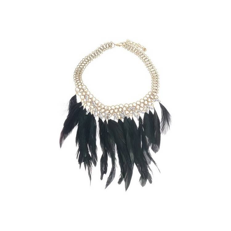 HANGING CHAIN SHORT NECKLACE FEATHERS 2