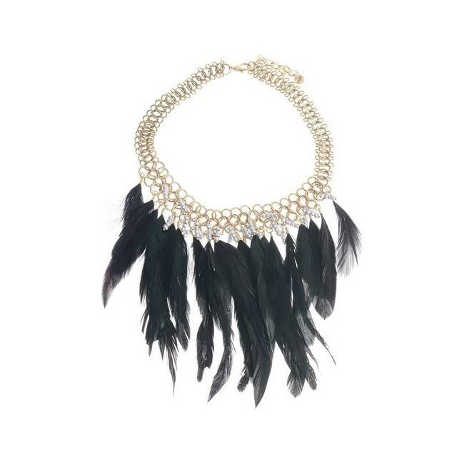 HANGING CHAIN SHORT NECKLACE FEATHERS