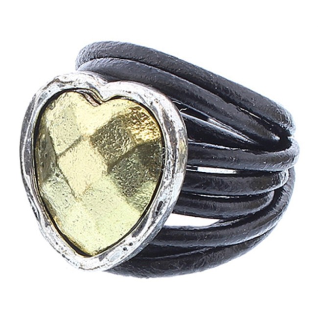 EMBEDDED METAL LEATHER RING