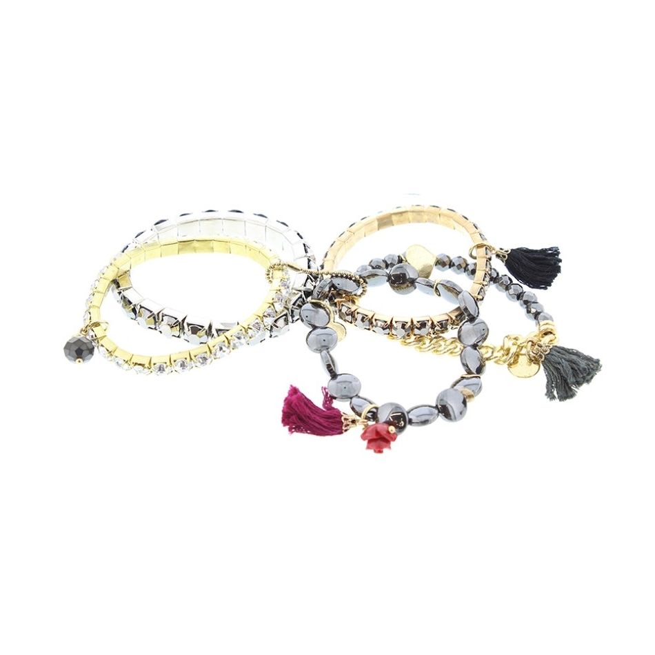 PULSERA 5 TIRAS CUENTAS VARIAS