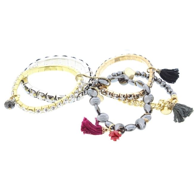 PULSERA 5 TIRAS CUENTAS VARIAS