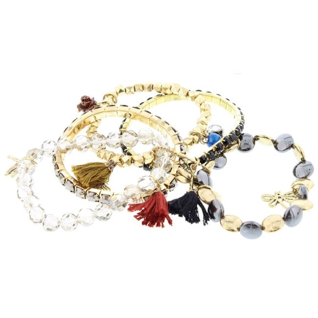 PULSERA 5 TIRAS CUENTAS VARIAS