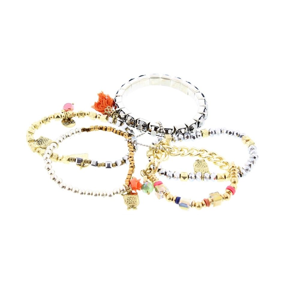 PULSERA 5 TIRAS CUENTAS VARIAS