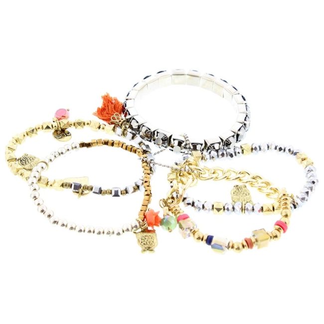 PULSERA 5 TIRAS CUENTAS VARIAS