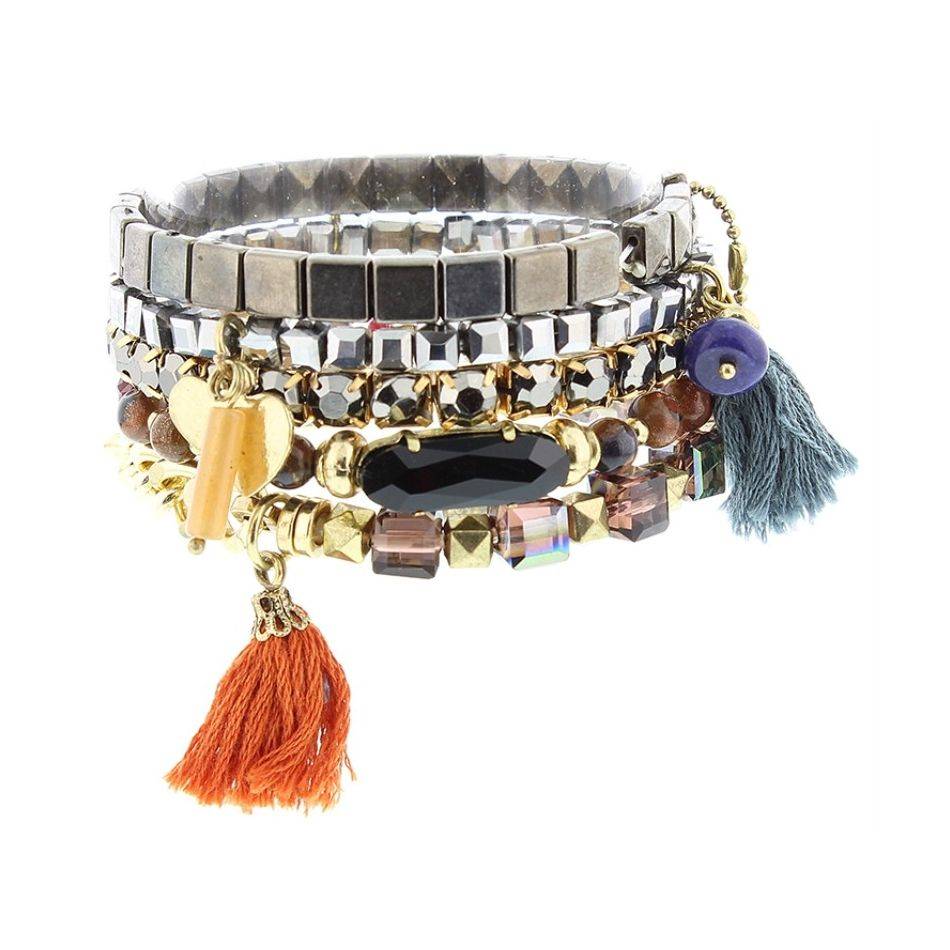 BRACELET 5 STRIPS VARIOUS CHARMS