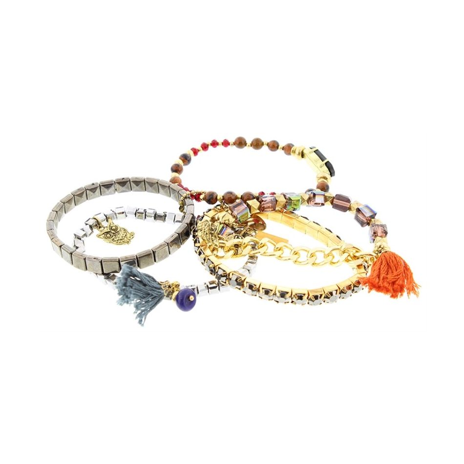 BRACELET 5 STRIPS VARIOUS CHARMS