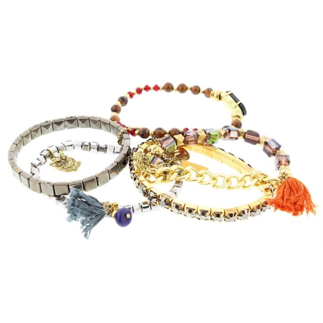 PULSERA 5 TIRAS CUENTAS VARIAS
