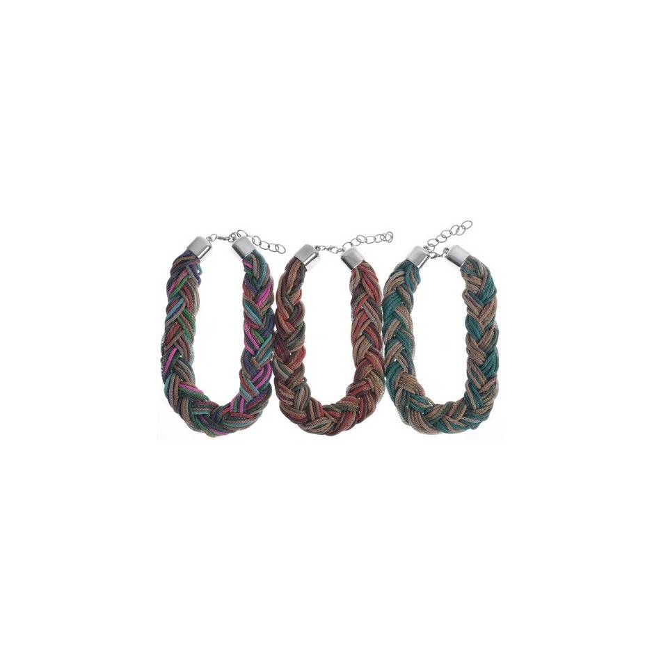 BRAIDED SHORT NECKLACE WITH COLOR CHAINS