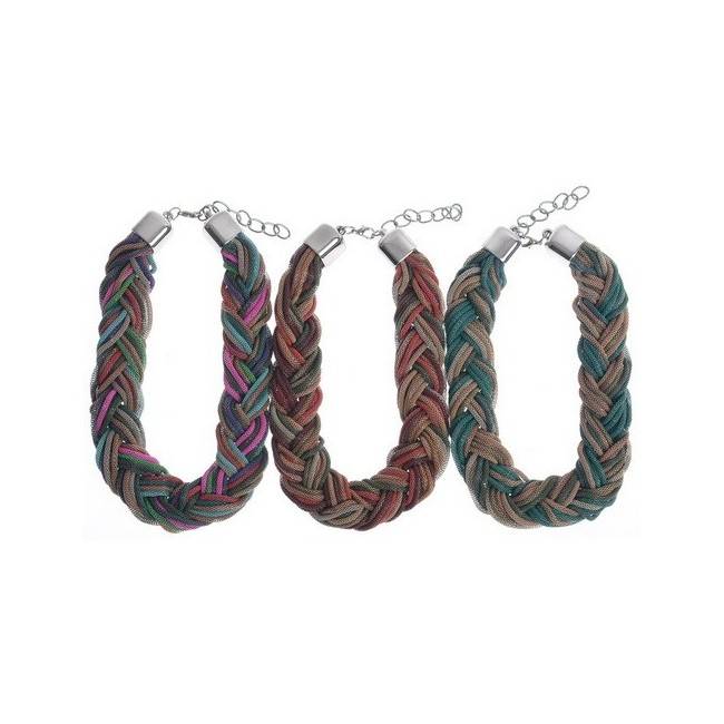 BRAIDED SHORT NECKLACE WITH COLOR CHAINS