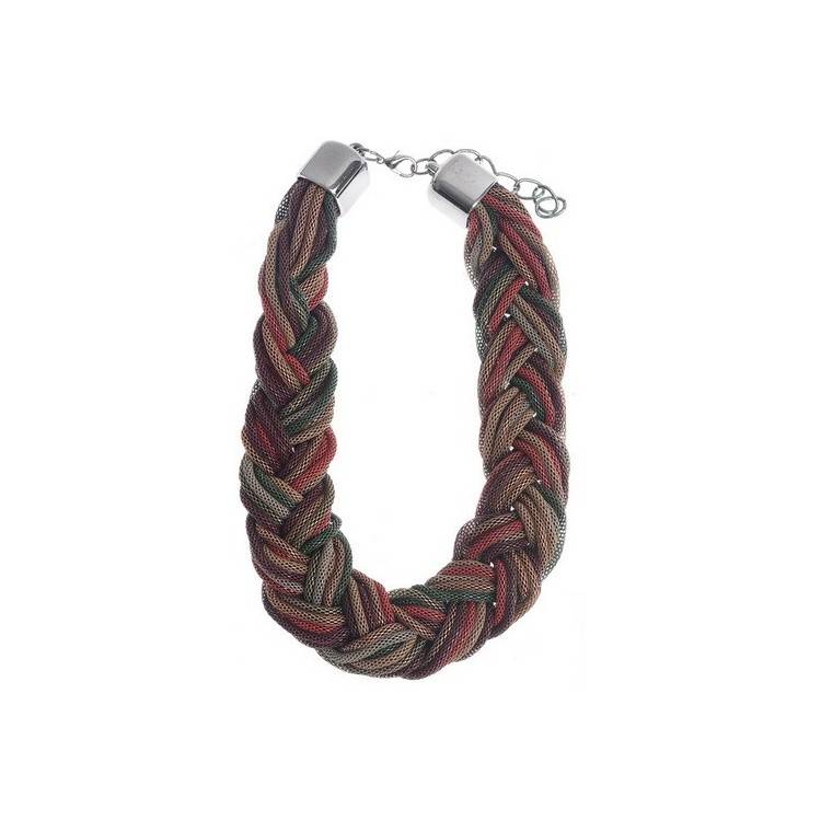 BRAIDED SHORT NECKLACE WITH COLOR CHAINS 2
