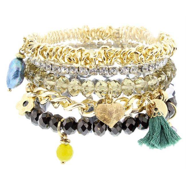 BRACELET 5 STRIPS VARIOUS CHARMS