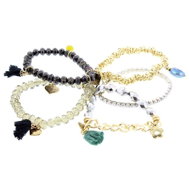 BRACELET 5 STRIPS VARIOUS CHARMS