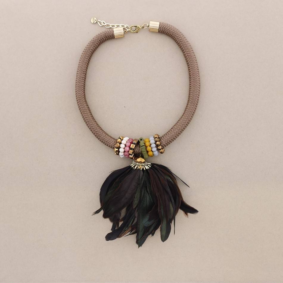 FLOWER FEATHERS SHORT NECKLACE
